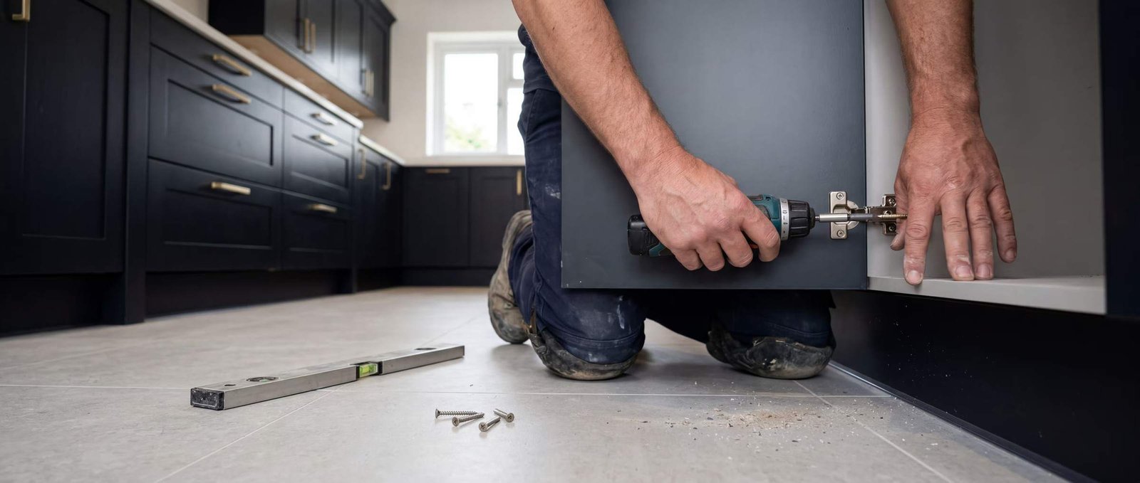 Réglage d’un meuble lors de la pose